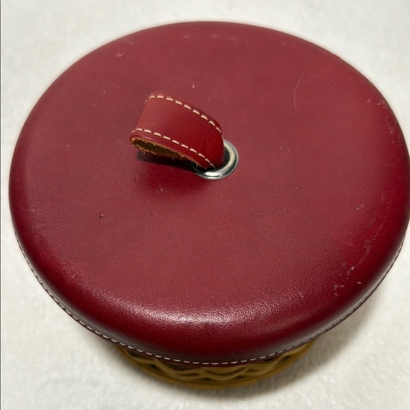 LONGABERGER Woven Sewing Basket with Red Leather Lid and Inserts - Picture 2 of 14